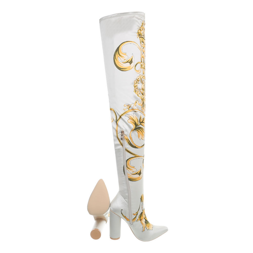 TOP Overknee Stiefel Damenschuhe High Heels 93112 Beige Multi 40 TOP Overknee Stiefel Damenschuhe High Heels 93112 Beige Multi 40