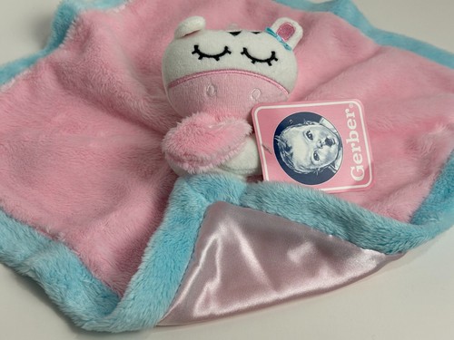 NWT Gerber Pink Aqua Turquoise Blue Cow Zebra Security Blanket Plush Baby Toy - Bild 3 von 5