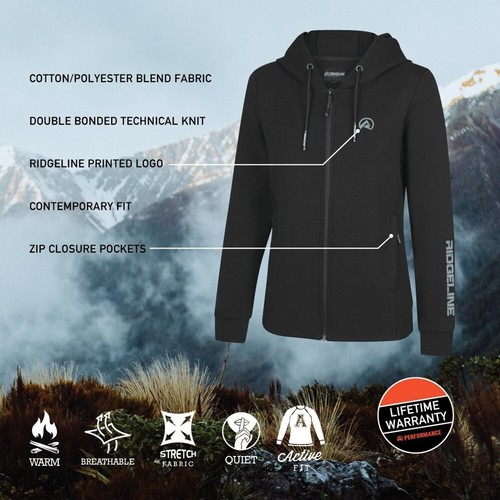 Ridgeline Bonded Womens Hoodie Black Small - Picture 2 of 2