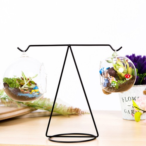 Hanging Globe Rack Metal Ornament Holder Plants Balance Shelf - Picture 4 of 12
