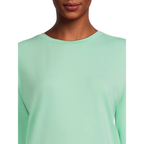 Camiseta verde de tela de felpa suave con hombros caídos francesa manga larga AVIA 2XL 20 para mujer - Imagen 2 de 6