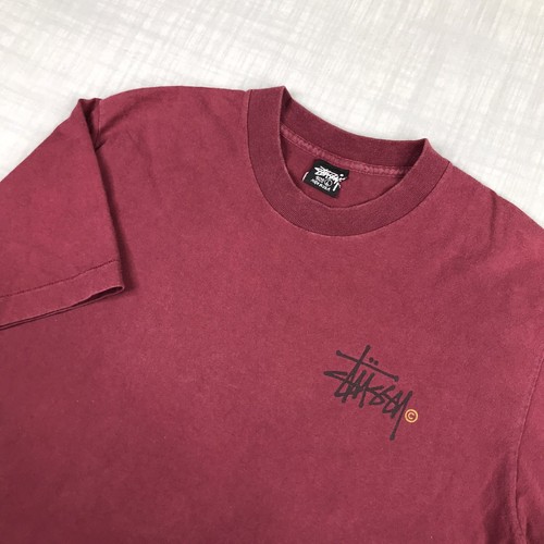 Camiseta GRANDE De Colección Stussy Para Hombres Rojo Granate Puntada Única Hecha en EE. UU. Logo Gráfico - Imagen 4 de 15