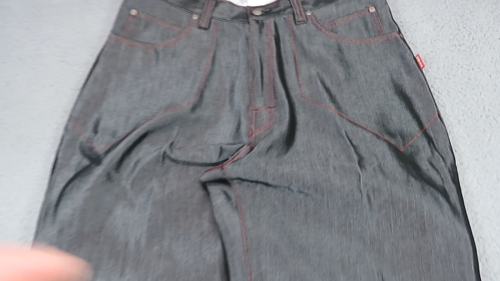 Baggy Jeans Herren 36 Y2K glänzend Metallic Grunge Skater irisierend weite Beinöffnung - Video 1 von 1