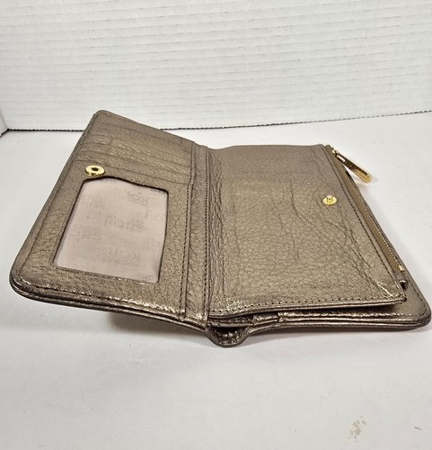 Michael Kors Womens Metallic Gold Soft Leather Wallet w/Gold Grommet/Stud Detail - Picture 12 of 18