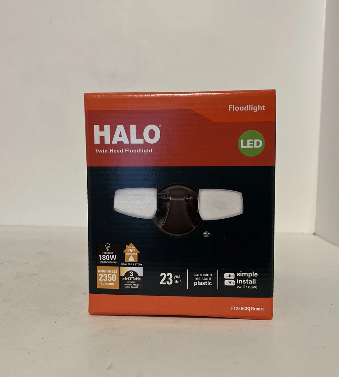 Halo Flood Light Outdoor LED Selectable Color Temperature Bronze New In Box