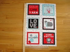 So Much Yarn So Little Time Knitting  (B)  Cotton Quilt Fabric Panel Blocks (6)