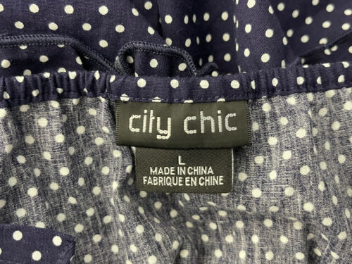 City Chic Navy Blue & White Polka Dot Tiered Ruffle Tie Sleeve Cami Plus Size L - Picture 7 of 8