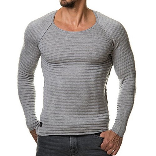 T-shirt uomo manica lunga slim fit casual blusa top abbigliamento autunno maglietta muscolare - Foto 11 di 18