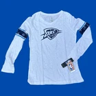 Oklahoma City Thunder Long Sleeve V-neck Shirt Juniors XL 100% Cotton NBA  NWT