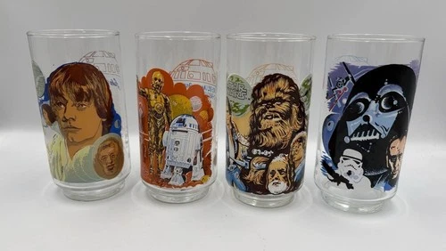 1977 Vintage Star Wars Burger King/Coca-Cola Glasses - Complete Set Of 4 Unused