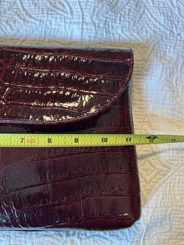 Vintage 1990er Amelia Berko rot Leder Clutch Umhängetasche Griechenland Neu mit Etikett 11"x8" - Bild 8 von 9