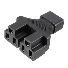 IEC320 C14 to 2 Female US NEMA 5-15R Socket AC Power Adapter Converter Black