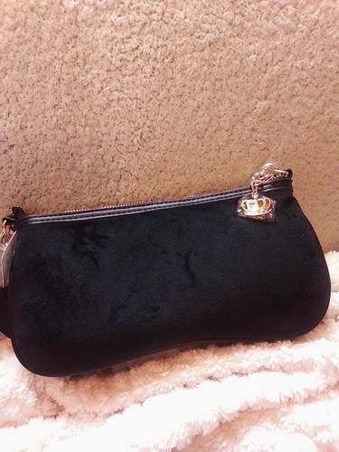 Juicy Couture Black Velvet Shoulder Bag W/ Bling Juicy - Picture 2 of 2
