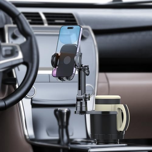 Cup Holder Phone Mount for Car, Upgraded 2 in 1 Car Cup Holder Expander Long - Picture 7 of 7