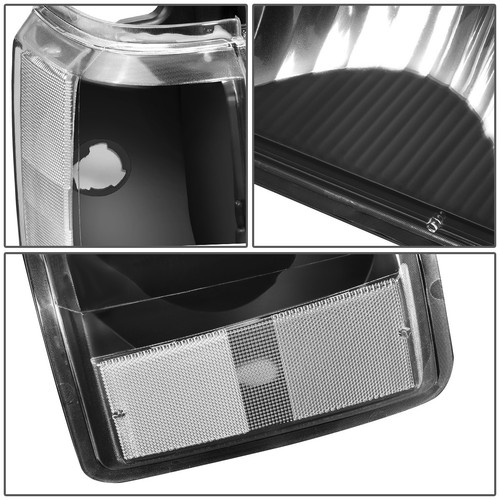 FOR 87-91 FORD F150 F250 BRONCO BLACK HOUSING CLEAR CORNER HEADLIGHT HEAD LAMPS - Picture 4 of 8