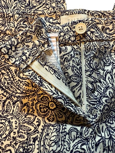 Talbots Pantaloni Chino Cropped Relaxed High Rise Paisley Nero Bianco Cerniera Taglia 6 - Foto 4 di 9