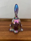 Fenton Purple Iridescent Diamond Optic Pattern Glass Ruffled Edge Bell
