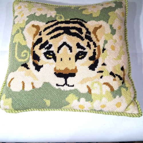 Wolle Nadelspitze Gobelin Überwurf Kissen Tiger Junges Kätzchen 12" Quadrat - Bild 6 von 6