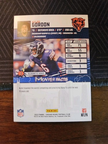 Monsters Of Midway Kyler Gordon Defensive Back Chicago Bears - Picture 2 of 2