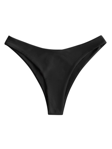 ZAFUL bikini donna taglio alto tinta unita fondo vita media taglia small nuovo con etichetta nero - Foto 2 di 2