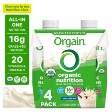 Orgain Organic Nutritional 16g Grass Fed Protein Shake Drink Vanilla Bean 11oz..