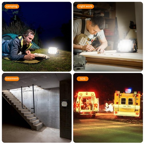 50W 144 LED Arbeitsleuchte Akku Aufladbar Baustrahler Flutlicht Werkstattlampe - Bild 7 von 21
