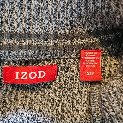 Izod Hombre Gris Jaspeado Preppy Cable Tejido Cremallera Henley Suéter Talla S - Imagen 12 de 14