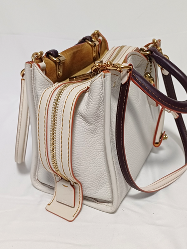 COACH 1941 ROUGE 25 CHALK WHITE PEBBLED LEATHER 2WAY SHOULDER HANDBAG 20315 - Picture 5 of 17