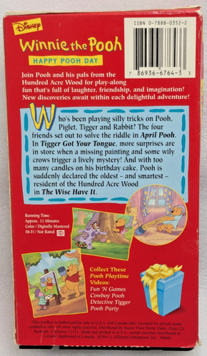 Winnie the Pooh Playtime Happy Pooh Day (VHS, 1996) - Imagen 4 de 7