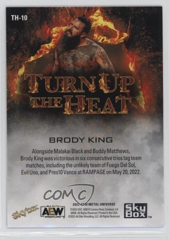 2022 Skybox Metal Universe AEW All Elite Wrestling Brody King #TH-10 Rookie RC - Image 2 of 2