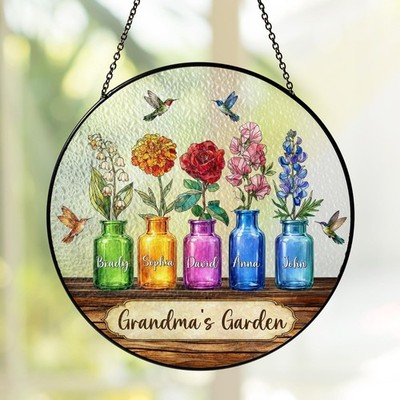 Grandma's Garden Stained Glass Suncatcher, Mothers Day Gifts for Grandma