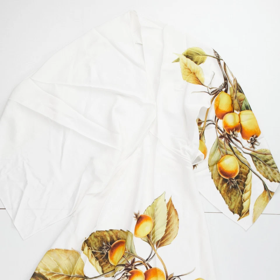 Vestido túnica midi FERRAGAMO blanco estampado caqui diseñador talla 36 PVP1500 Foto 3 de 4