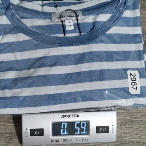 Peter Millar Crown Sport Shirt Mens XL Performance Tee Striped Indigo Blue NWOT - Picture 13 of 13