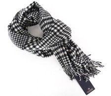 Scotch  Soda Men's Scarf OS Gray Melange Tartan Check Pattern Tight-Knit Wool