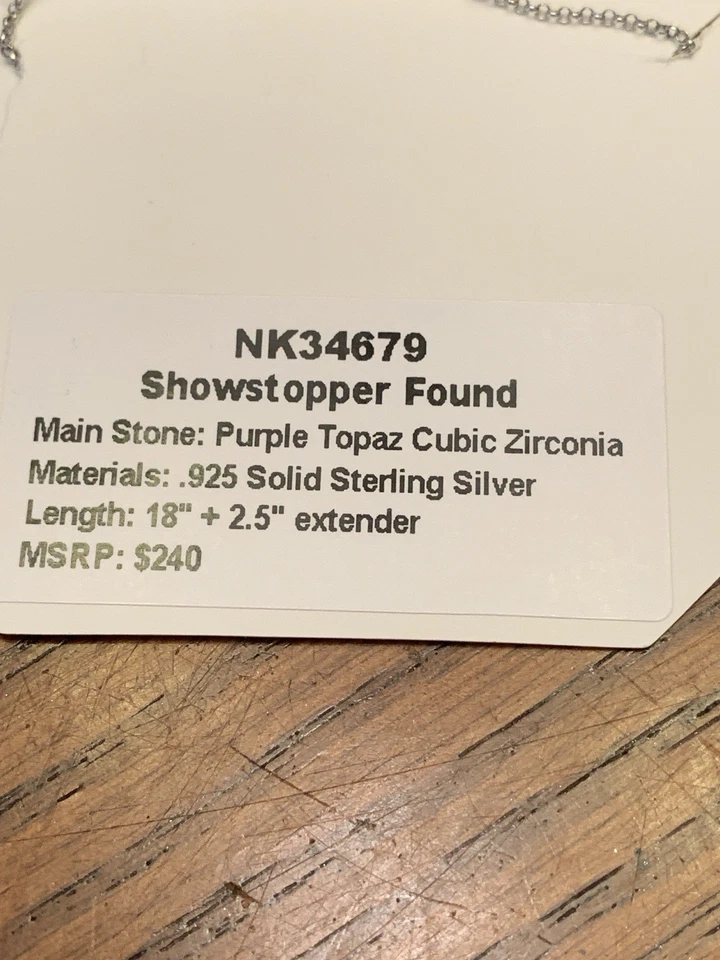 Collar Bomb Party NK34679 Showstopper encontrado topacio púrpura circonita cúbica .925 esterlina Foto 4 de 4