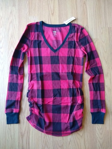 Old Navy Damen Umstandshemd S Small Schlaf Langarm kariert kariert rot NEU - Bild 1 von 4
