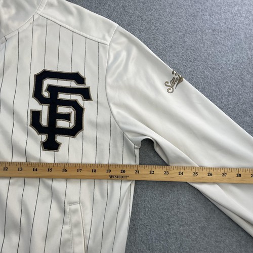 San Francisco Giants Jacket Mens Medium White MLB Baseball Majestic Cooperstown - Picture 17 of 17
