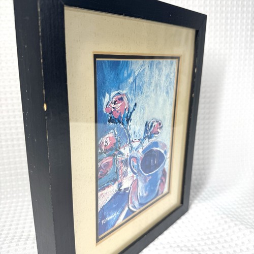 Watercolor Painting Starbucks Exclusive Robert Burridge Roses Vase Cup Framed * - Picture 10 of 12