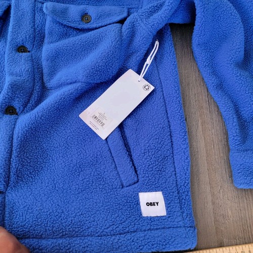 New With Tag Obey Idris Shirt Jacket Mens Size Small Blue - Picture 6 of 13