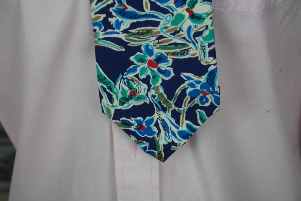 Corbata vintage de seda floral multicolor de John Henry para hombre Foto 2 de 4