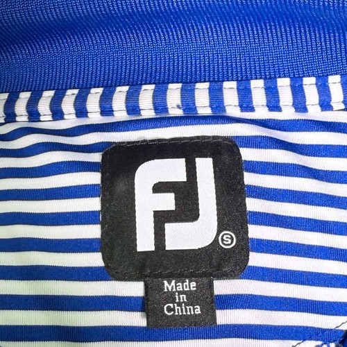 FootJoy Mens Golf Polo Shirt Small Blue Striped Performance Stretch Short Sleeve - Picture 2 of 6