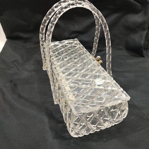 Charles Kahn Lucite Handtasche durchsichtig 10" Doppelgriff Rautenmuster - Bild 5 von 12