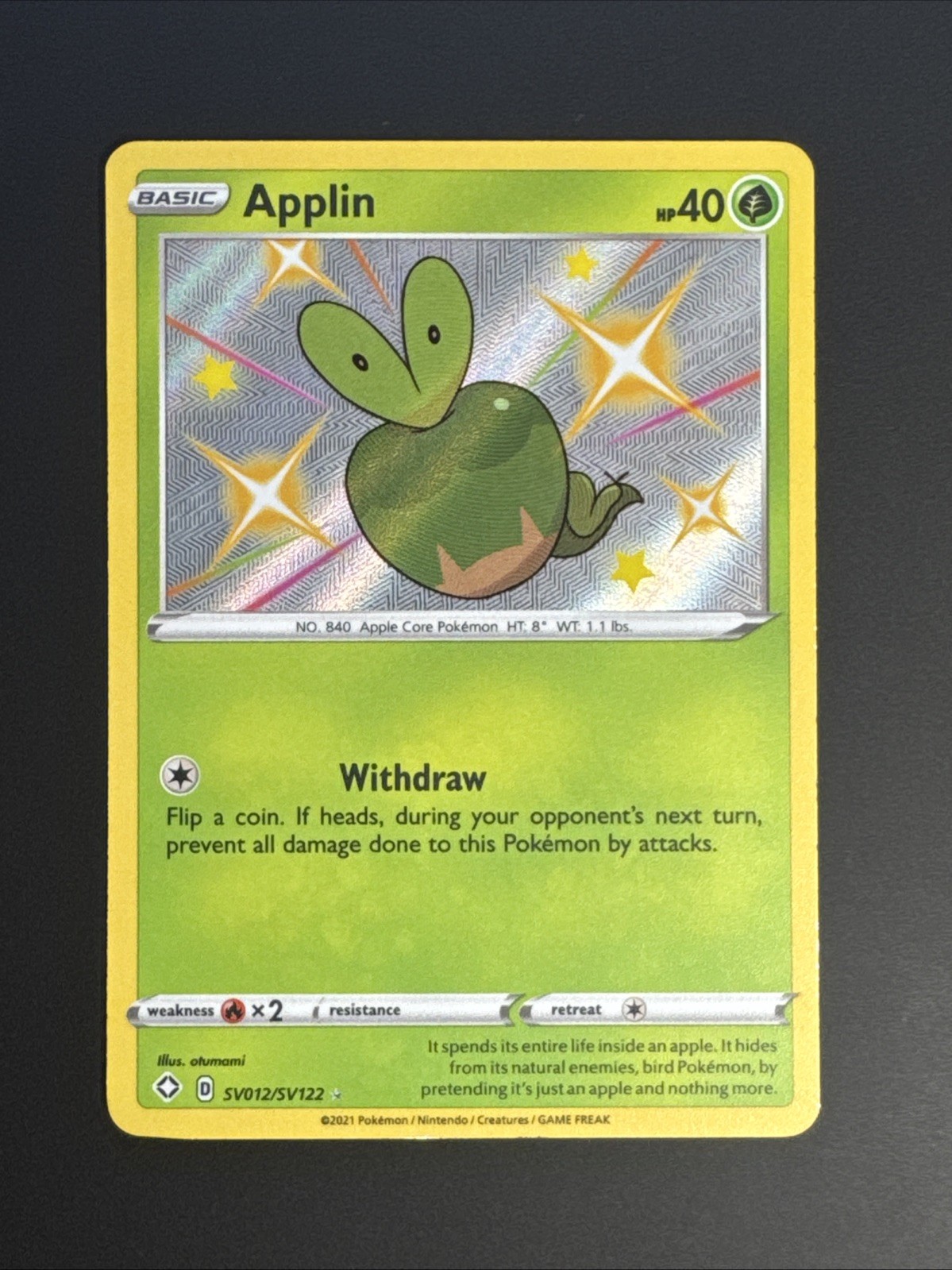Applin SV012/SV122 Shining Fates NM Holo Foil Rare SHINY Pokemon Card