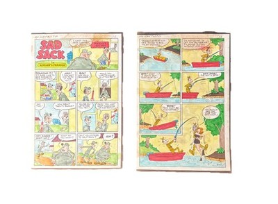 Original Sad Sack Comic Art Pages 1960s Hand-Drawn Ink & Color Lot