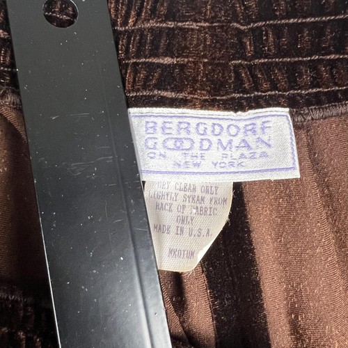 Bergdorf Goodman Pants Womens Medium Brown Velvet Wide Leg Pull On Made USA Luxe - Picture 5 of 7