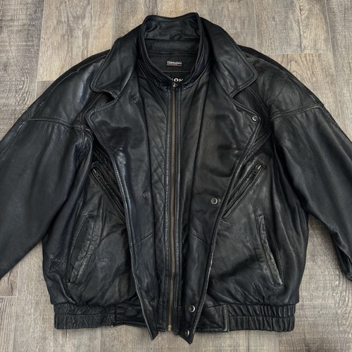 VTG Wilsons Leather Jacket Motorcycle XL Lined Black Thinsulate Biker Distressed - Picture 14 of 24