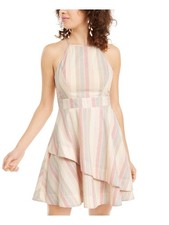 SPEECHLESS Womens Beige Asymmetrical Sleeveless Short Dress 3