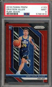 2018-19 Panini Prizm Prizms Ruby Wave Grayson Allen PSA 9 #123 RC Utah Jazz
