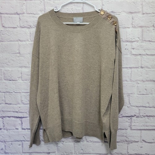 Pure Collection Wolle Kaschmir Pullover Gr. 14 Pulli Schulter Knopfdetail