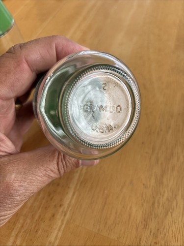Vintage Gemco Clear Glass Salt Pepper Shaker With Green/wh Plastic Top - Picture 5 of 6